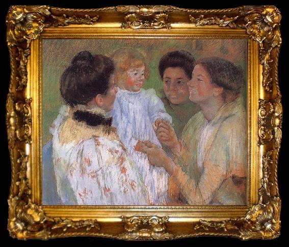 framed  Mary Cassatt Women complimenting the child, ta009-2